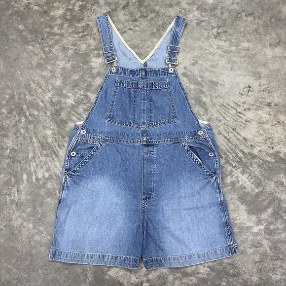 GAP Pants - Vintage 2001 GAP Large Short Overalls Baggy Denim Blue Carpenter Shortalls Y2K